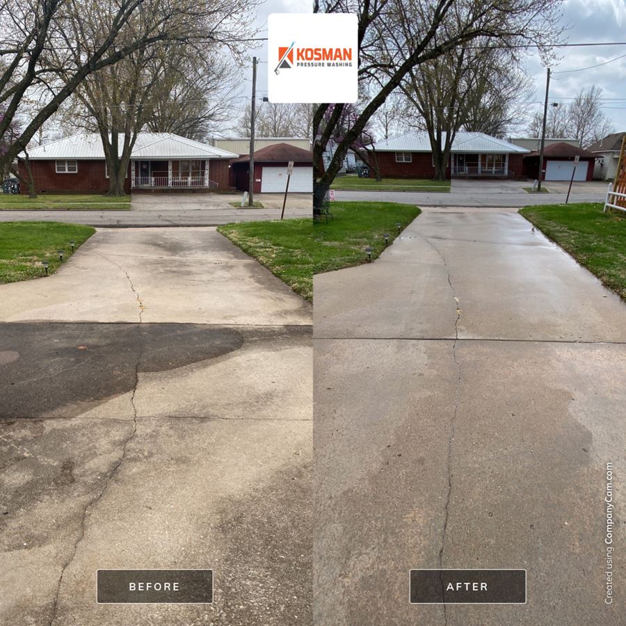 Driveway concrete cleaning